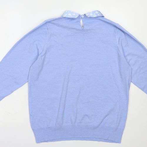 Gerard Womens Blue Collared  Viscose Pullover Jumper Size 14