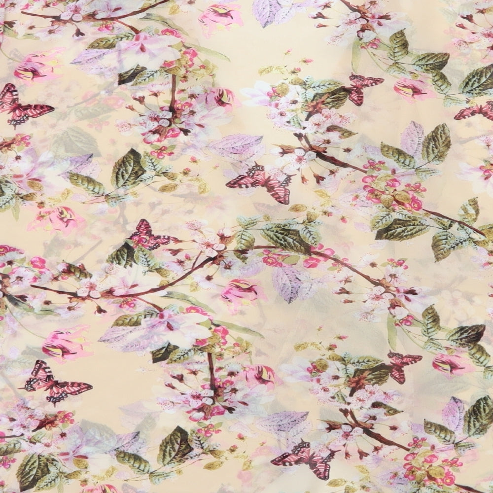 Atmosphere Womens Pink Floral Polyester Kimono Blouse Size L V-Neck