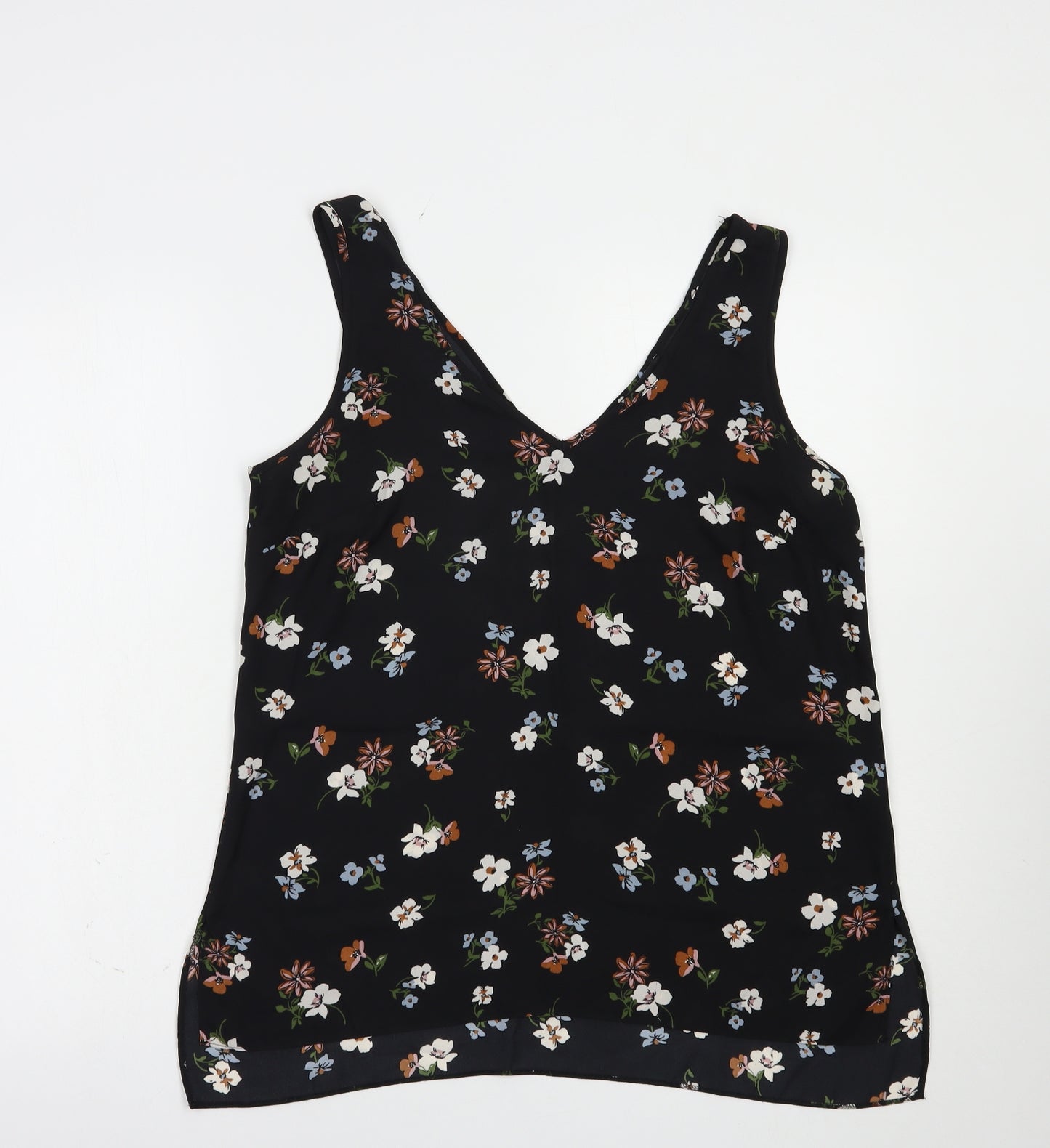 Atmosphere Womens Black Floral Polyester Basic Tank Size 14 V-Neck