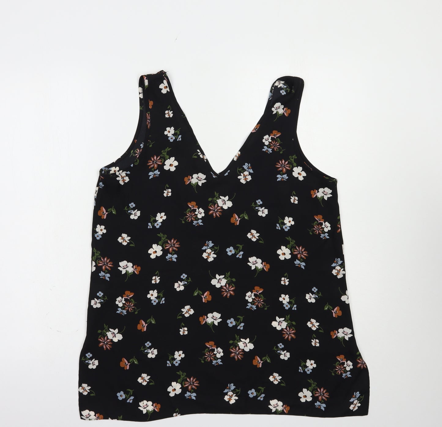 Atmosphere Womens Black Floral Polyester Basic Tank Size 14 V-Neck