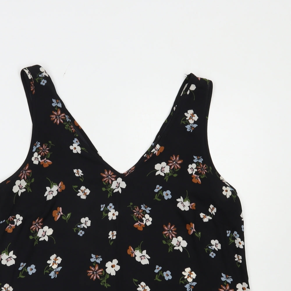 Atmosphere Womens Black Floral Polyester Basic Tank Size 14 V-Neck