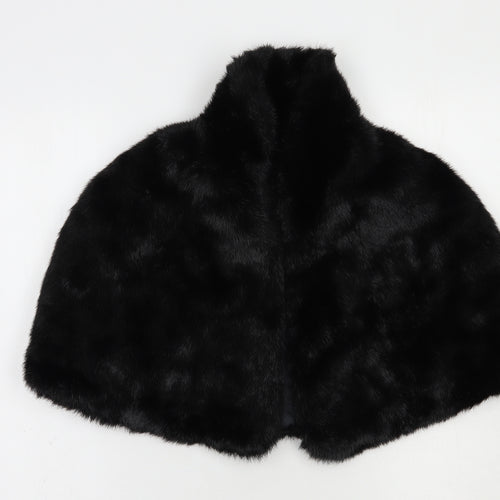 John Lewis Womens Black   Overcoat Poncho One Size   - Faux Fur Cape