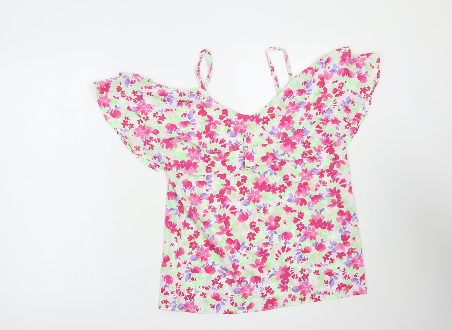 Pep & Co Womens Multicoloured Floral Polyester Camisole Blouse Size 8 V-Neck