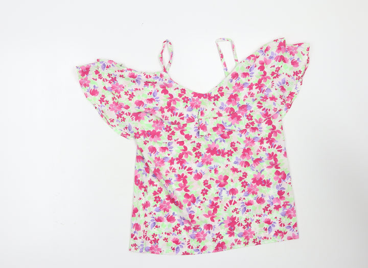Pep & Co Womens Multicoloured Floral Polyester Camisole Blouse Size 8 V-Neck