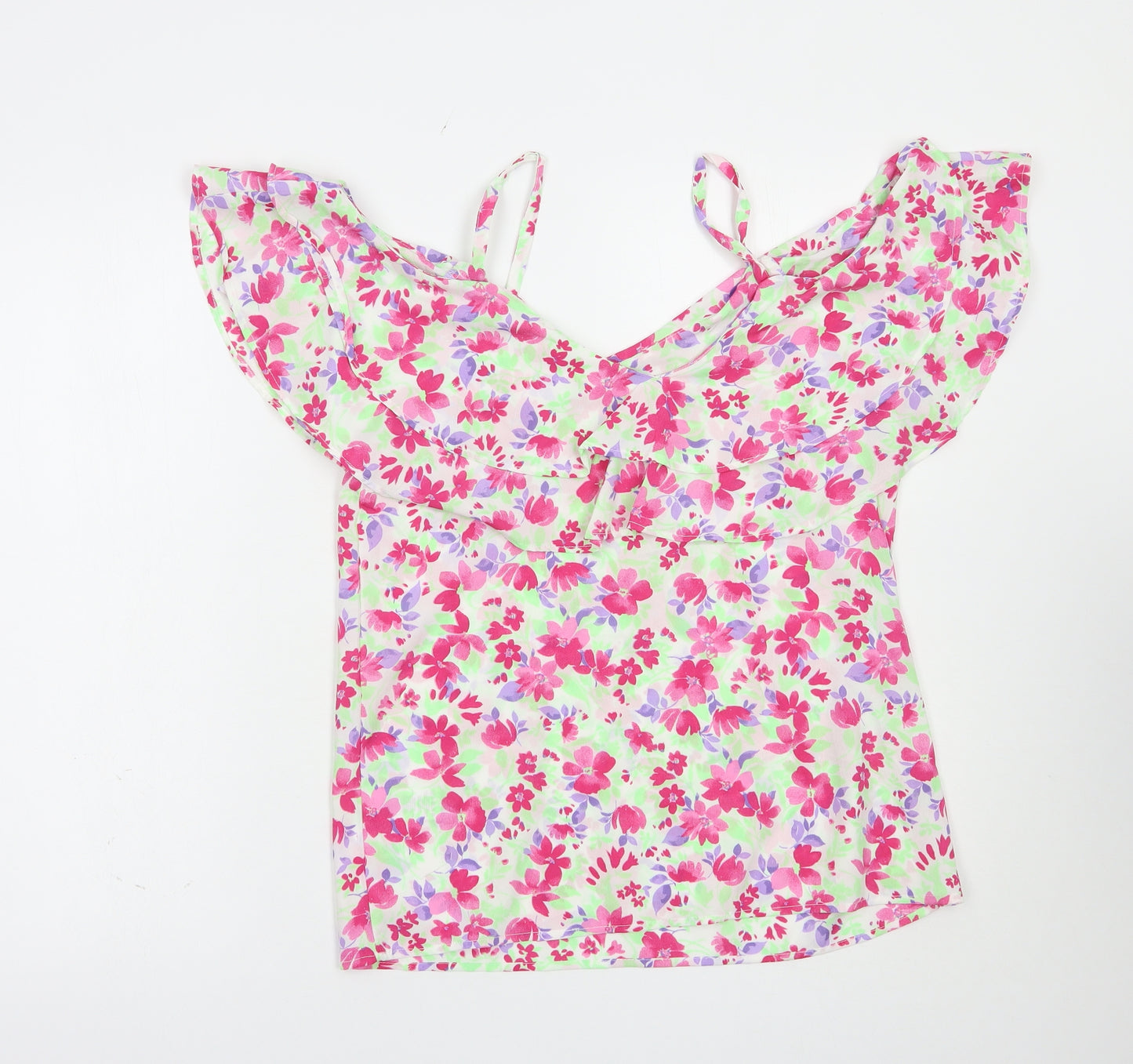 Pep & Co Womens Multicoloured Floral Polyester Camisole Blouse Size 8 V-Neck