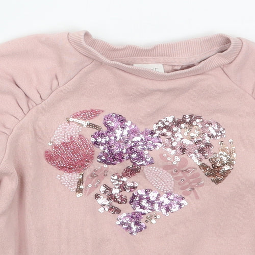 NEXT Girls Pink  Cotton Pullover Sweatshirt Size 5 Years  Pullover - Heart