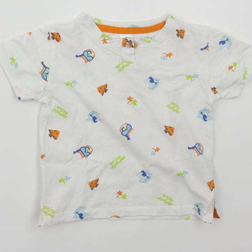 Tex Baby Baby White  Cotton Basic T-Shirt Size 24 Months Henley Pullover - Enjoy Summer