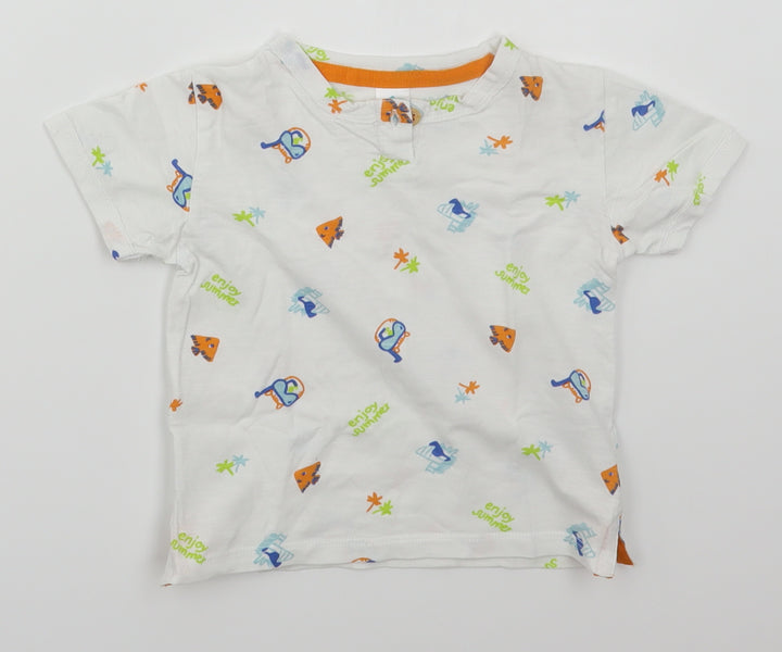 Tex Baby Baby White Cotton Basic T-Shirt Size 24 Months Henley Pullover - Enjoy Summer