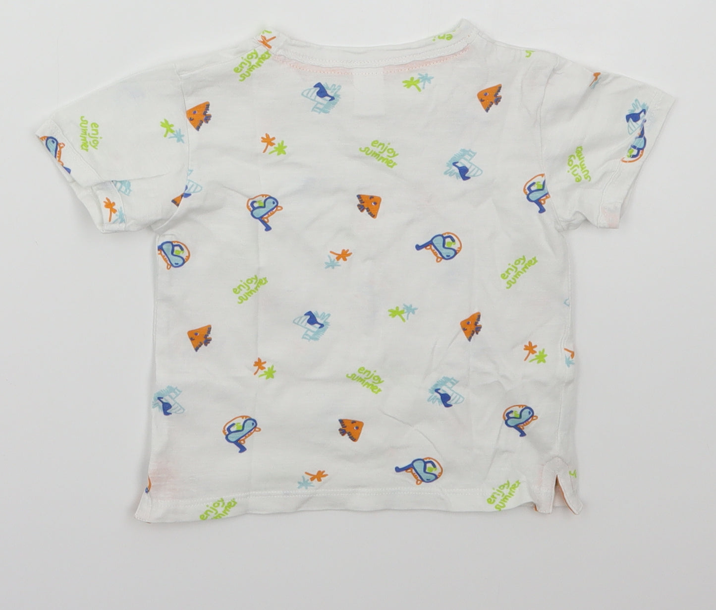 Tex Baby Baby White  Cotton Basic T-Shirt Size 24 Months Henley Pullover - Enjoy Summer