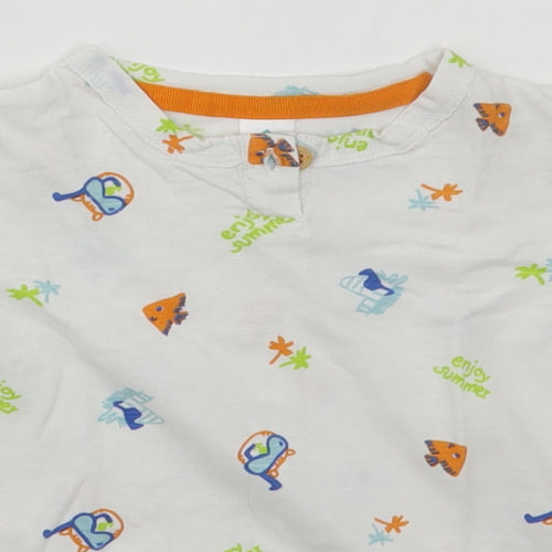 Tex Baby Baby White  Cotton Basic T-Shirt Size 24 Months Henley Pullover - Enjoy Summer