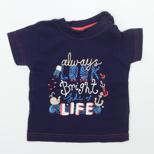 Nutmeg Girls Blue  Cotton Basic T-Shirt Size 6-9 Months Crew Neck Pullover - Always Look on The Bright Side of Life