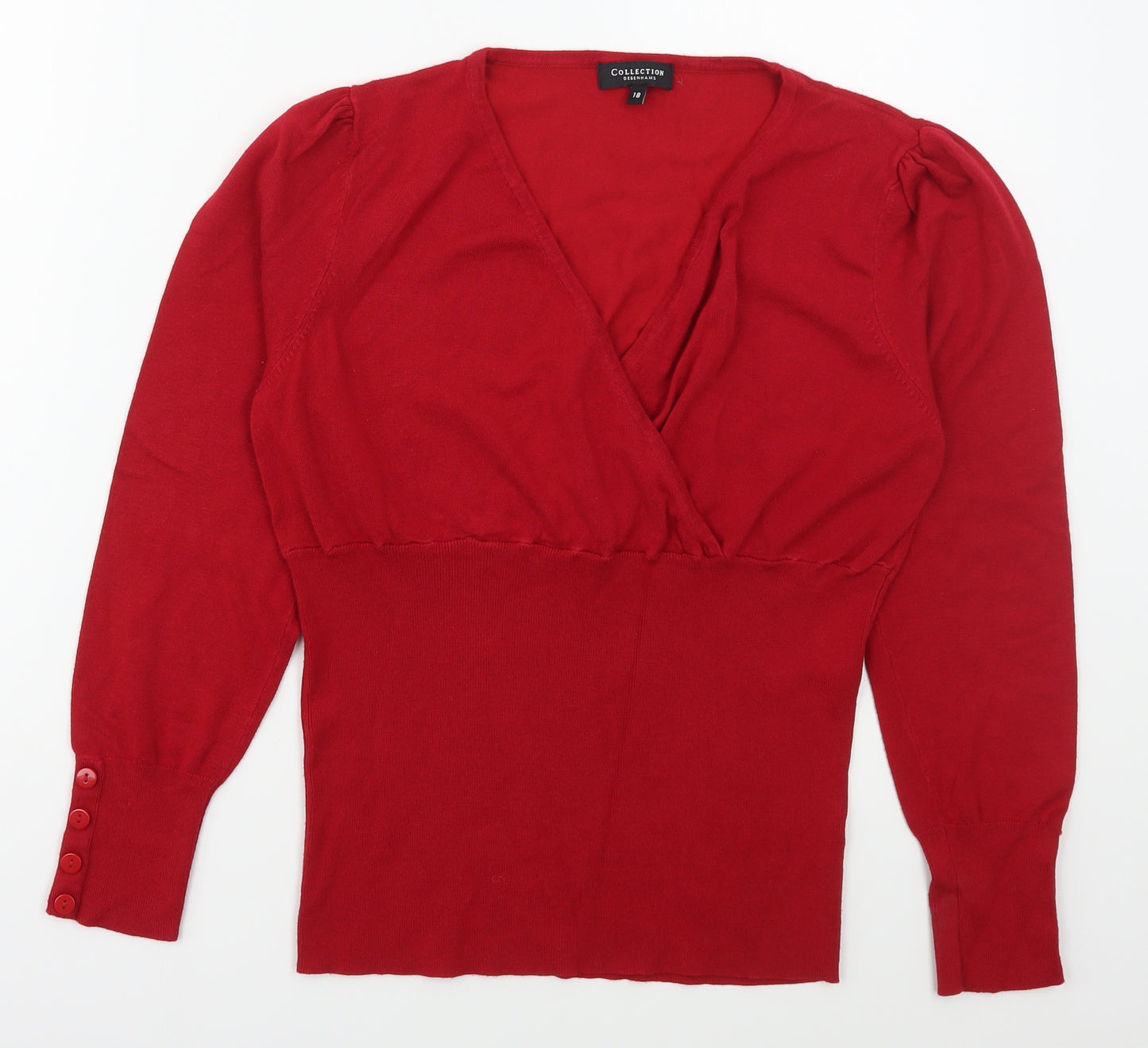 Debenhams Womens Red V-Neck  Viscose Pullover Jumper Size 18