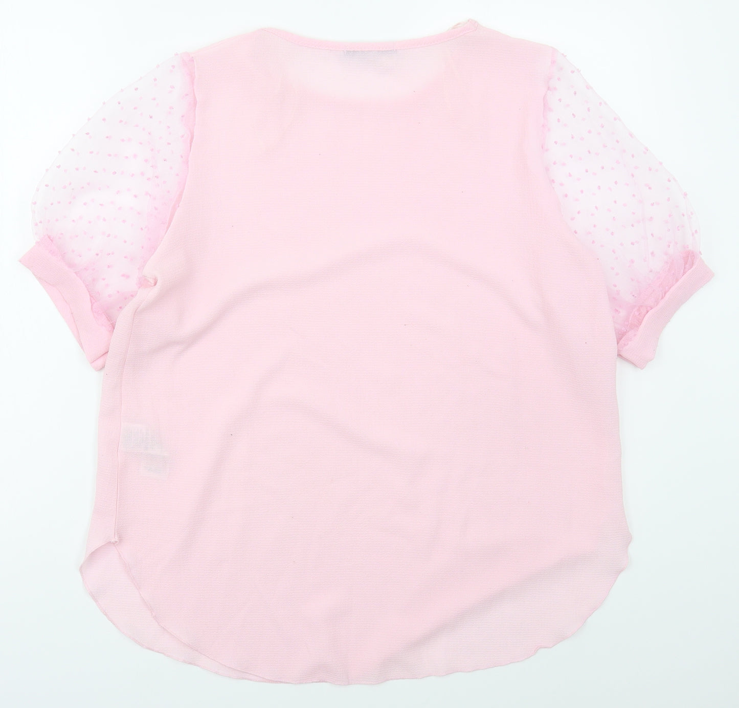 Quiz Womens Pink  Polyester Basic Blouse Size 14 Crew Neck