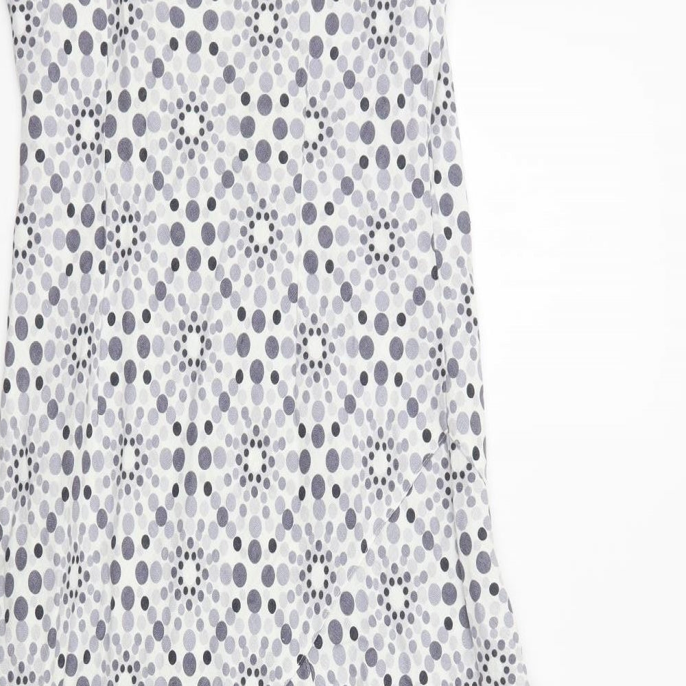 Per Una Womens Grey Geometric Linen Fit & Flare  Size 10  V-Neck Pullover