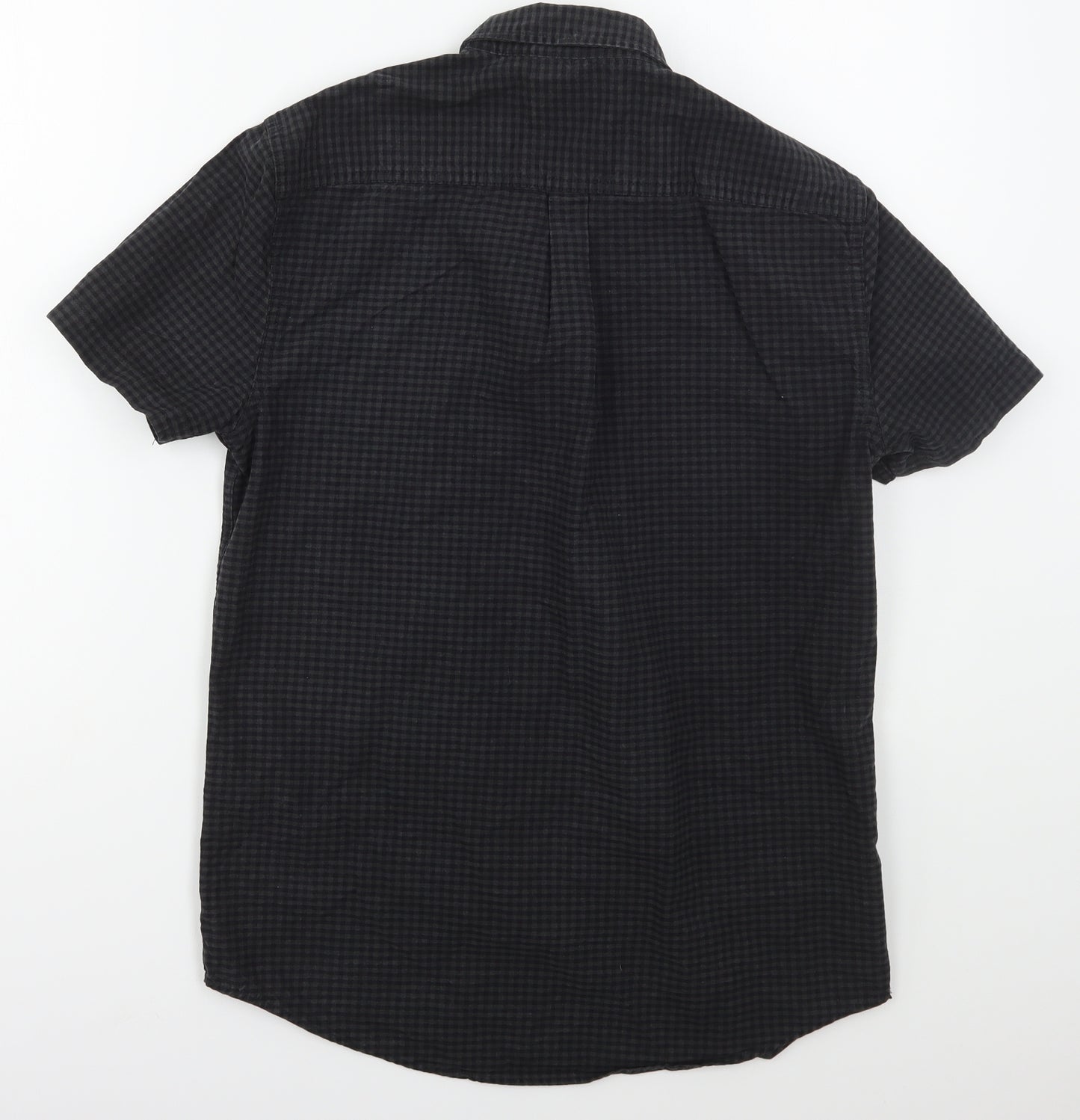 Superdry Mens Grey Check Cotton  Button-Up Size S Collared Button