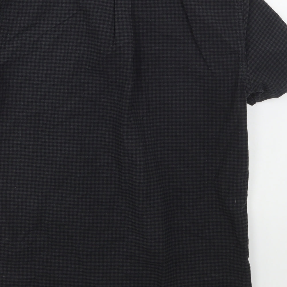 Superdry Mens Grey Check Cotton  Button-Up Size S Collared Button