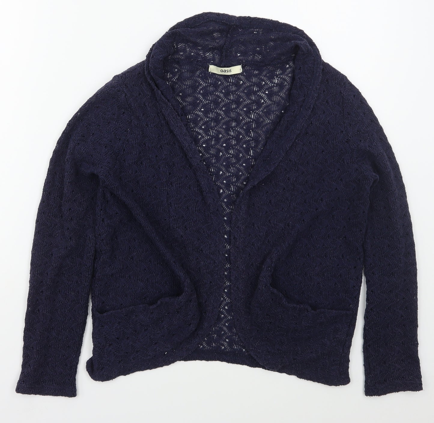 Oasis Womens Black V-Neck  Cotton Cardigan Jumper Size S