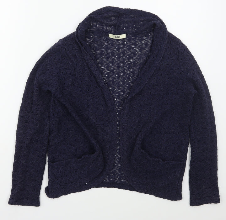 Oasis Womens Black V-Neck Cotton Cardigan Jumper Size S
