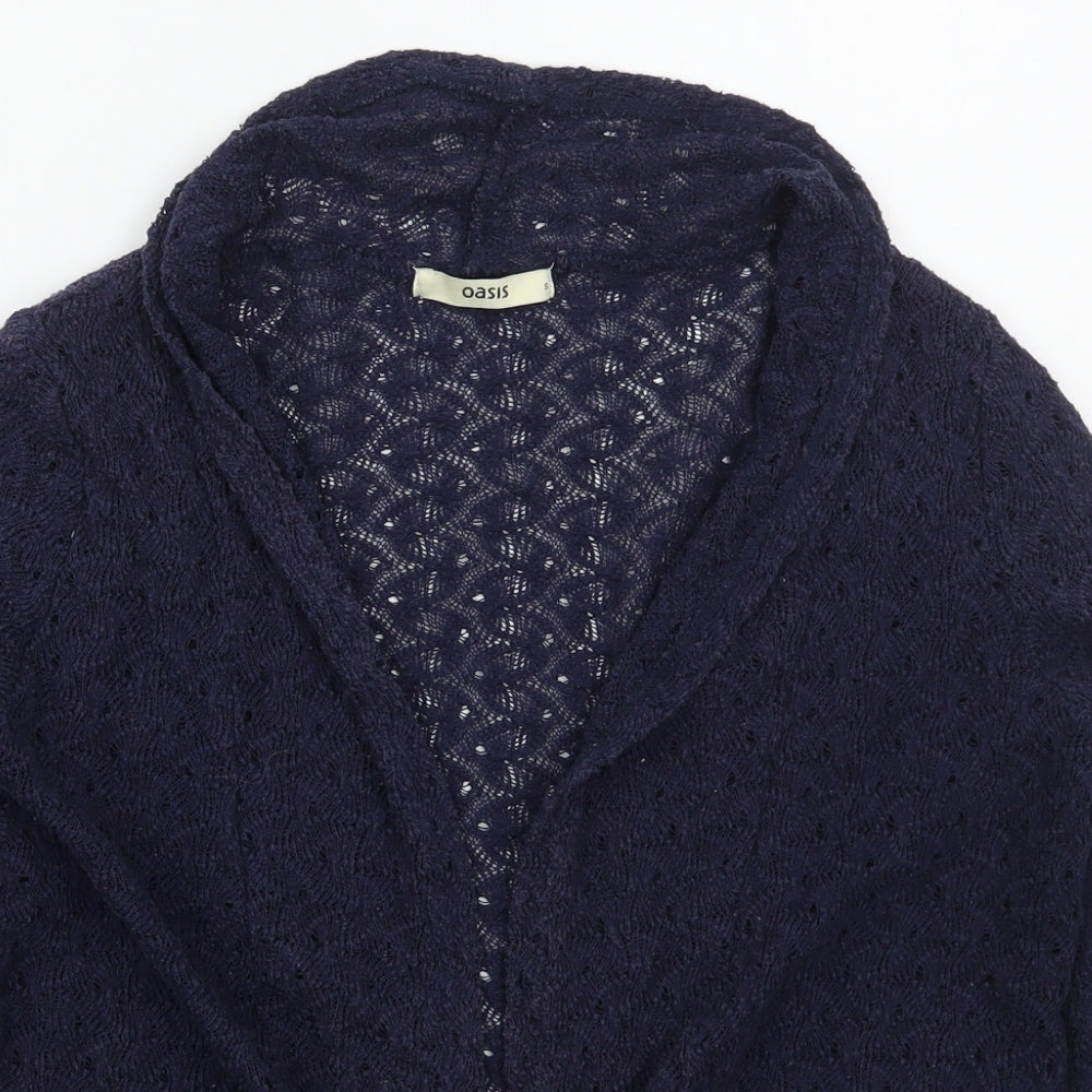 Oasis Womens Black V-Neck  Cotton Cardigan Jumper Size S
