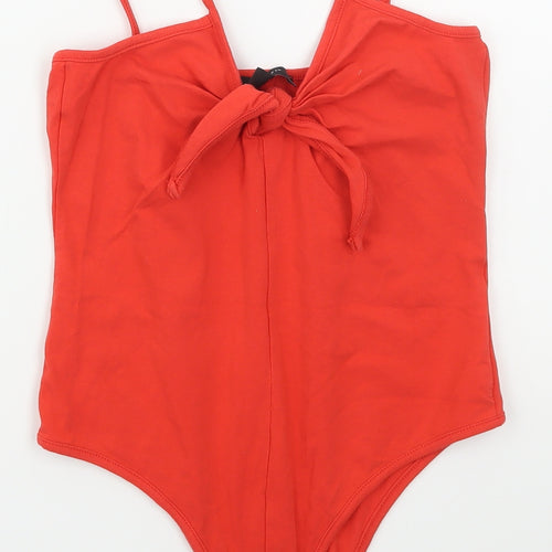 Atmosphere Womens Red  Cotton Bodysuit One-Piece Size 8  Button