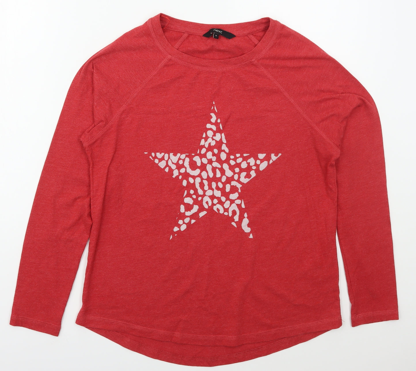 NEXT Womens Red  Cotton Basic T-Shirt Size 12 Crew Neck - Star