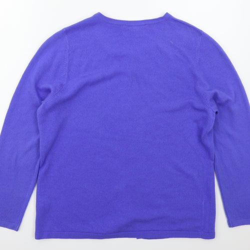 Bonmarché Womens Blue Crew Neck  Acrylic Cardigan Jumper Size 14