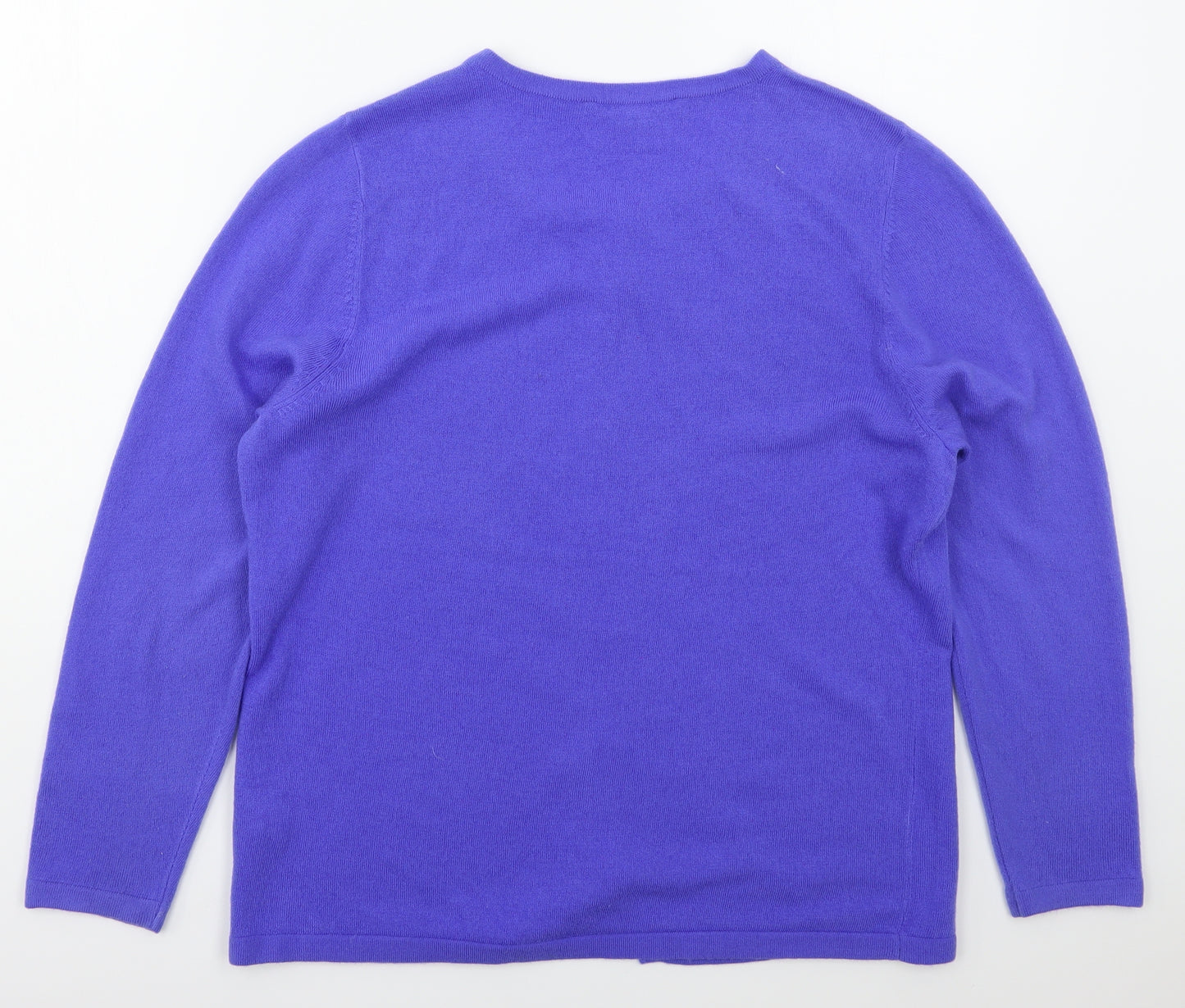Bonmarché Womens Blue Crew Neck  Acrylic Cardigan Jumper Size 14