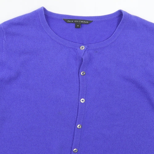 Bonmarché Womens Blue Crew Neck  Acrylic Cardigan Jumper Size 14