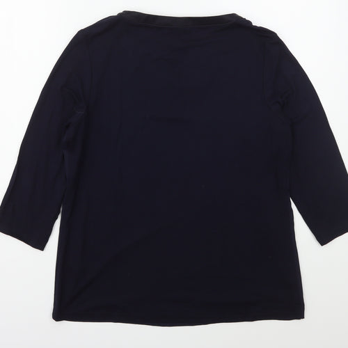 Rob Womens Blue  Viscose Basic Blouse Size 12 V-Neck