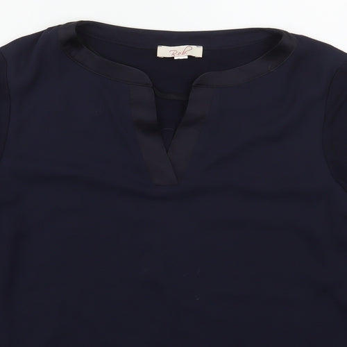 Rob Womens Blue  Viscose Basic Blouse Size 12 V-Neck