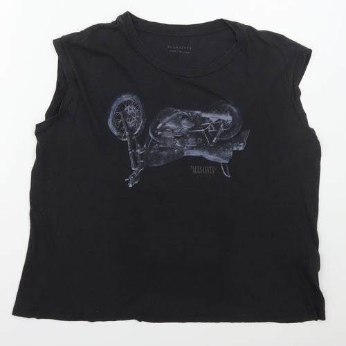 AllSaints Womens Black  Cotton Basic Tank Size M Crew Neck - Motorbike
