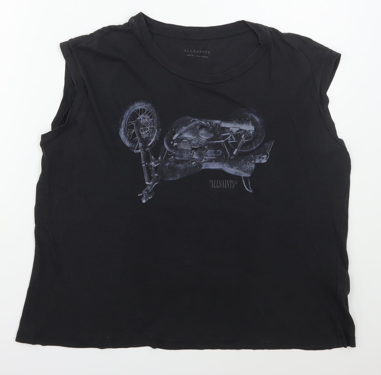 AllSaints Womens Black  Cotton Basic Tank Size M Crew Neck - Motorbike