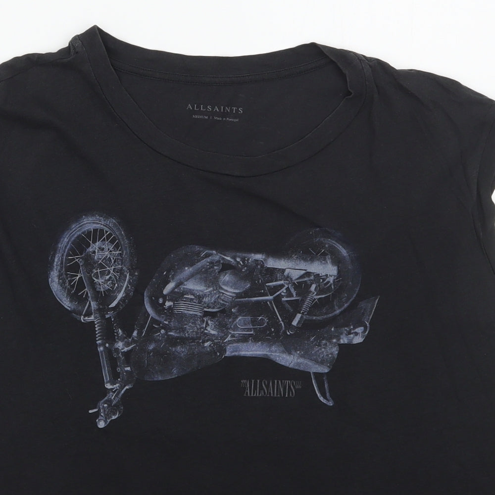 AllSaints Womens Black  Cotton Basic Tank Size M Crew Neck - Motorbike
