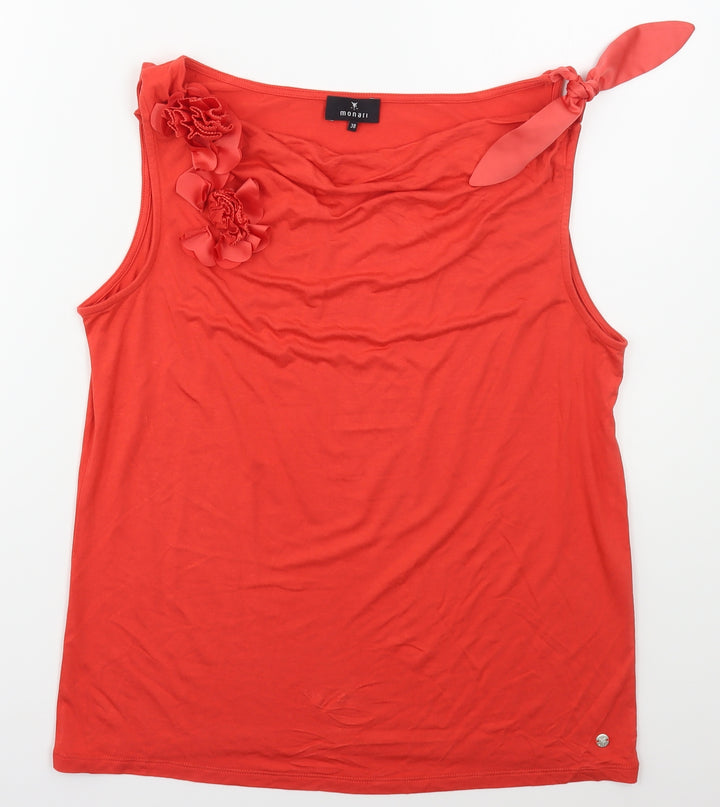 monari Womens Red  Viscose Basic Tank Size M Cowl Neck