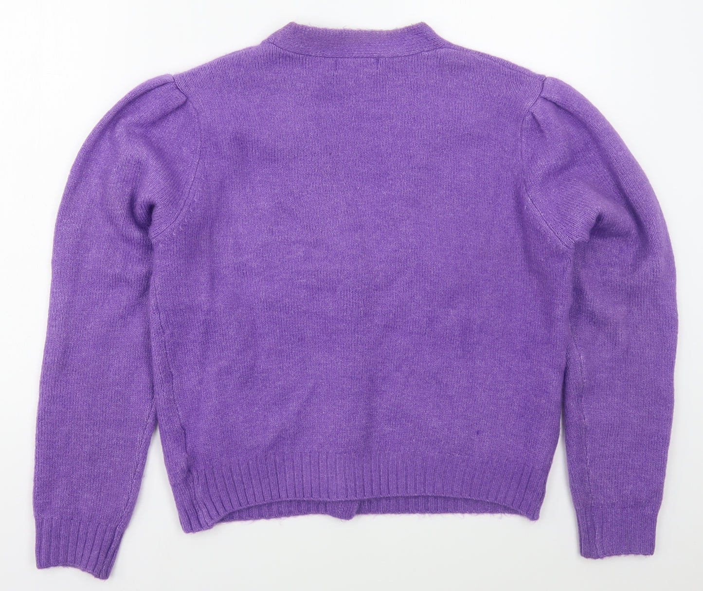 Daphnea Womens Purple V-Neck  Acrylic Cardigan Jumper Size M