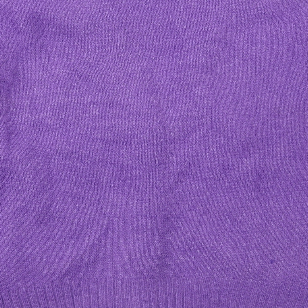 Daphnea Womens Purple V-Neck  Acrylic Cardigan Jumper Size M