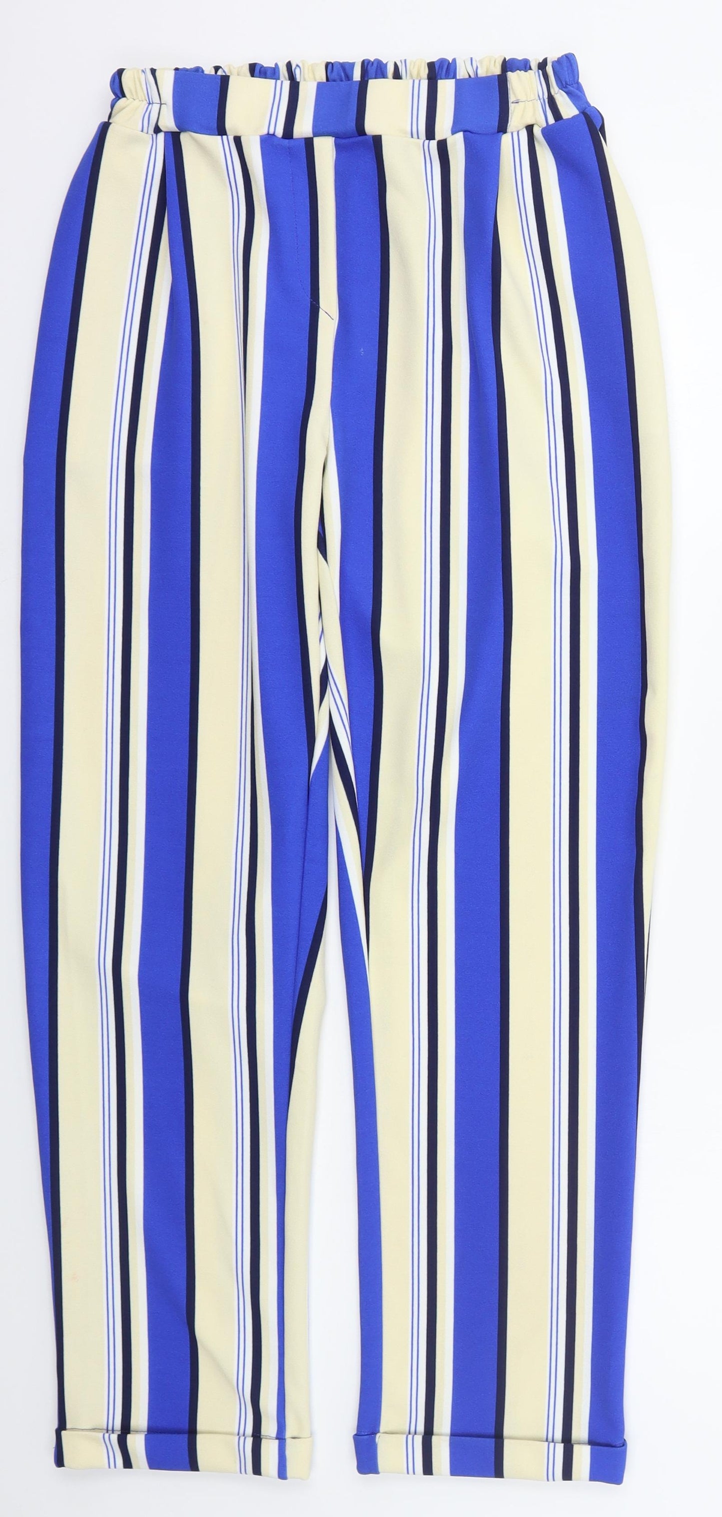 New Look Womens Blue Striped Polyester Trousers  Size 12 L27 in Regular