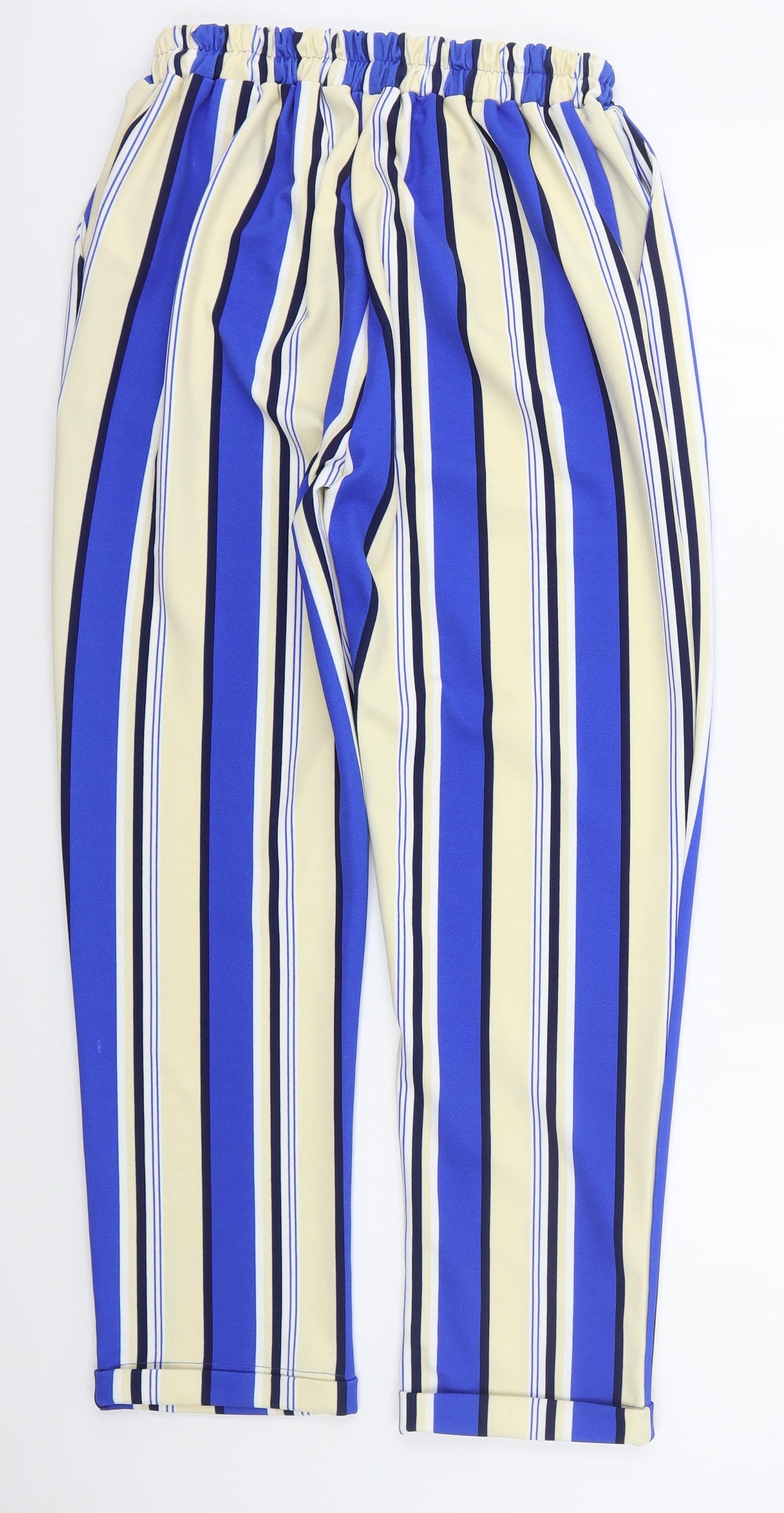 New Look Womens Blue Striped Polyester Trousers  Size 12 L27 in Regular