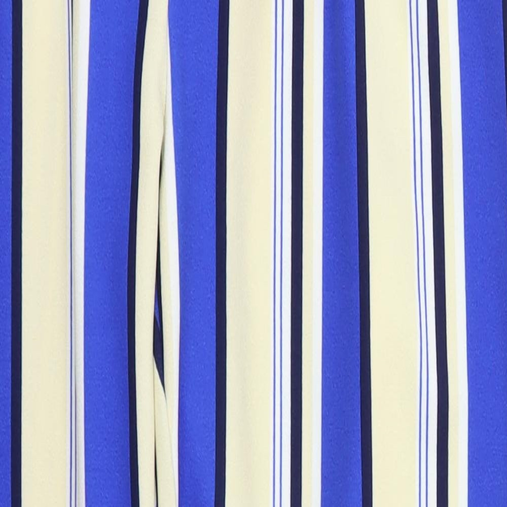 New Look Womens Blue Striped Polyester Trousers  Size 12 L27 in Regular