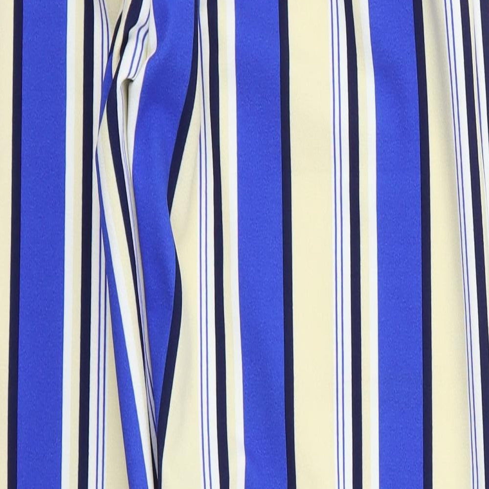 New Look Womens Blue Striped Polyester Trousers  Size 12 L27 in Regular