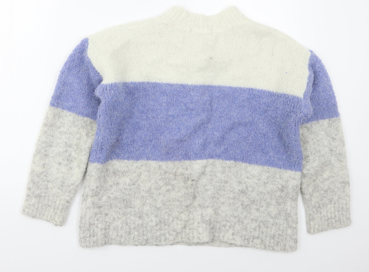 F&F Womens Blue Crew Neck Striped Polyester Pullover Jumper Size 8   - Grey