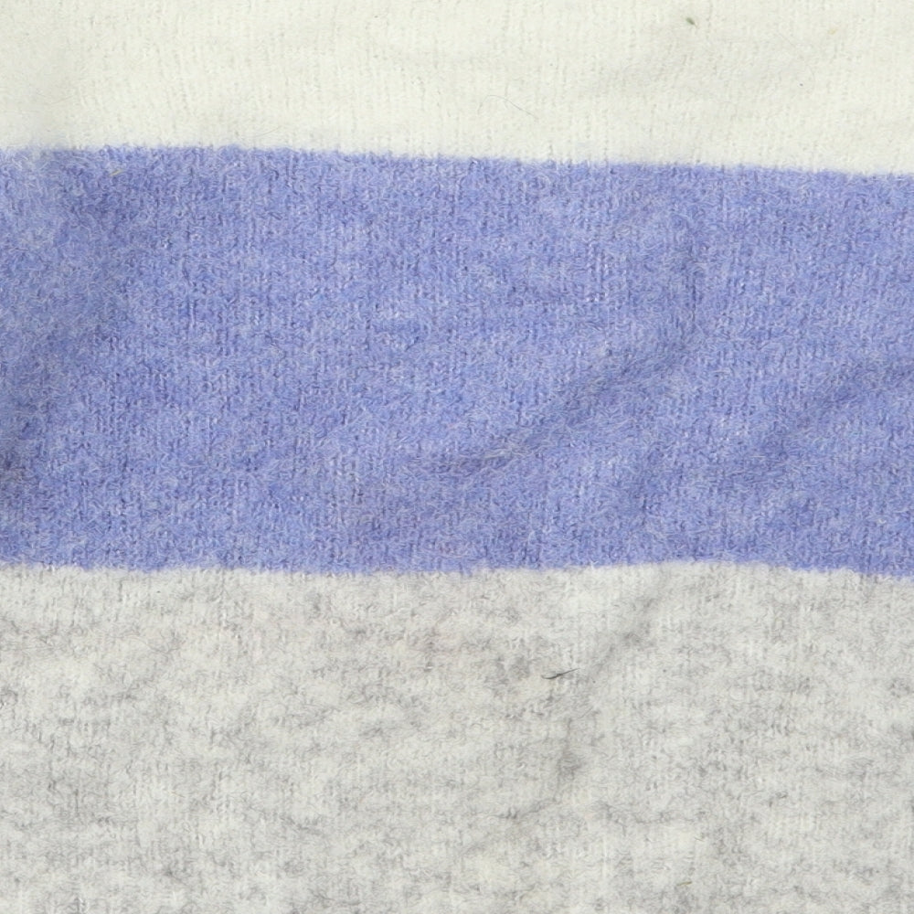 F&F Womens Blue Crew Neck Striped Polyester Pullover Jumper Size 8   - Grey