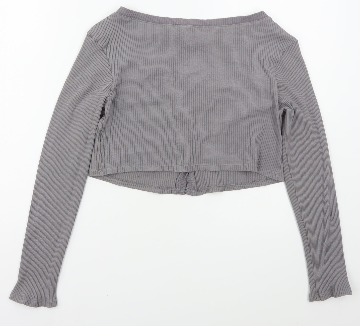 Boohoo Womens Grey V-Neck  Cotton Cardigan Jumper Size 12