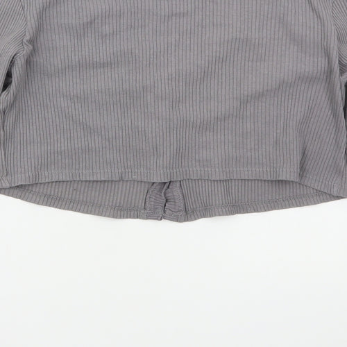 Boohoo Womens Grey V-Neck  Cotton Cardigan Jumper Size 12
