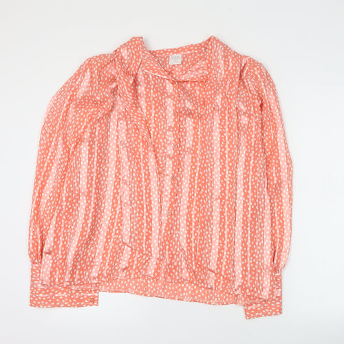 Paige Womens Pink Polka Dot Polyester Basic Button-Up Size 16 Collared