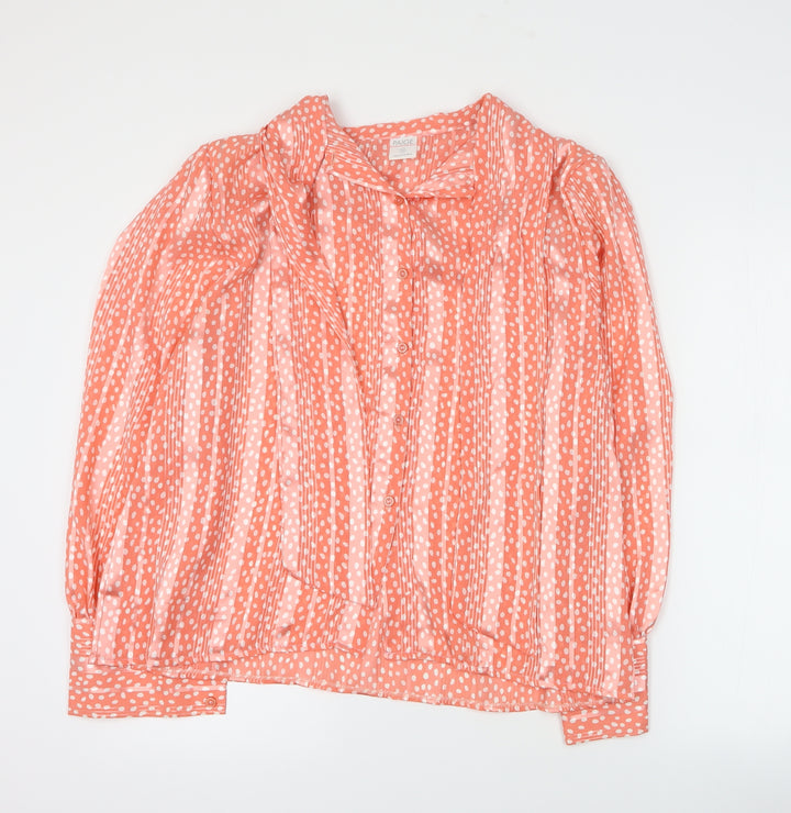 Paige Womens Pink Polka Dot Polyester Basic Button-Up Size 16 Collared