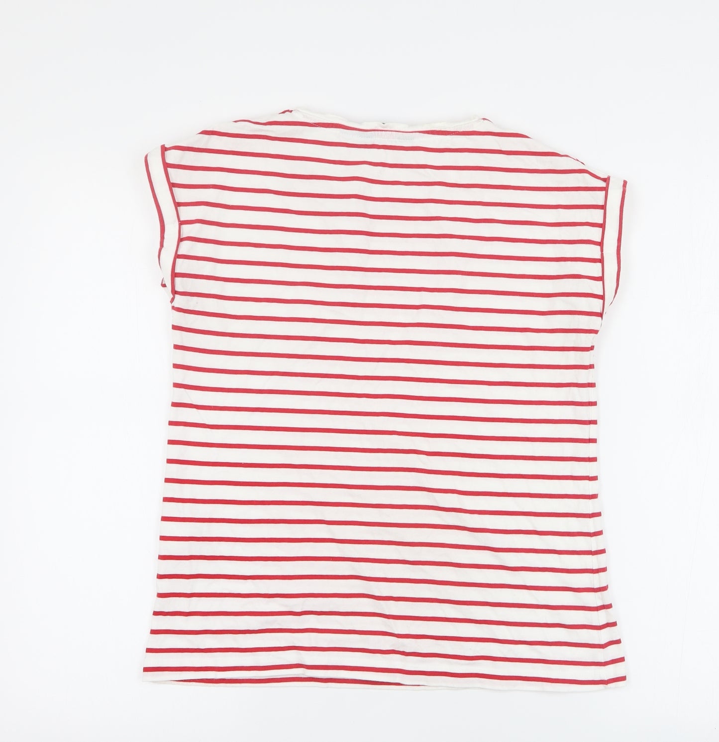 Dorothy Perkins Womens Red Striped 100% Cotton Basic T-Shirt Size 8 Round Neck