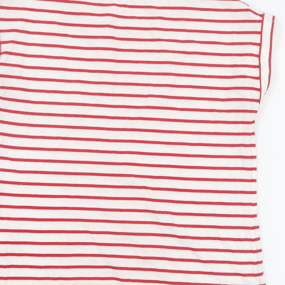 Dorothy Perkins Womens Red Striped 100% Cotton Basic T-Shirt Size 8 Round Neck