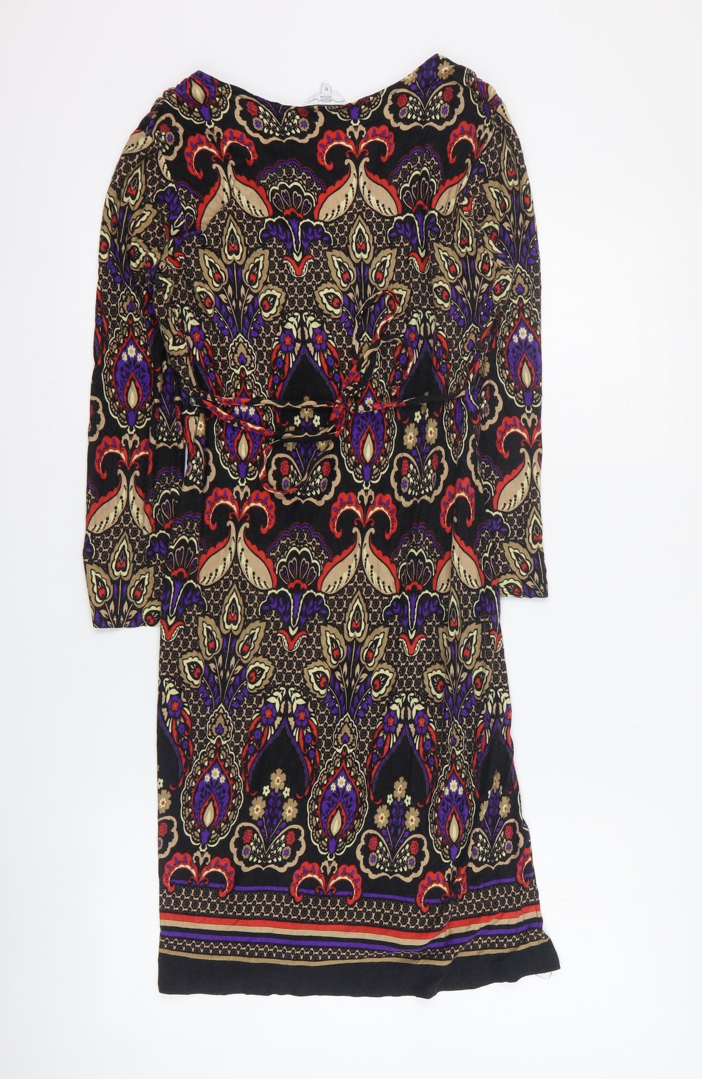 New Look Womens Multicoloured Floral Viscose Mini  Size 12  V-Neck Tie