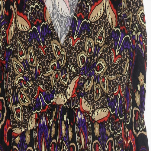 New Look Womens Multicoloured Floral Viscose Mini  Size 12  V-Neck Tie